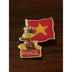 Vintage 1984 Los Angeles‎ Olympics Coca Cola Sam Eagle Vietnam Flag Lapel Pin